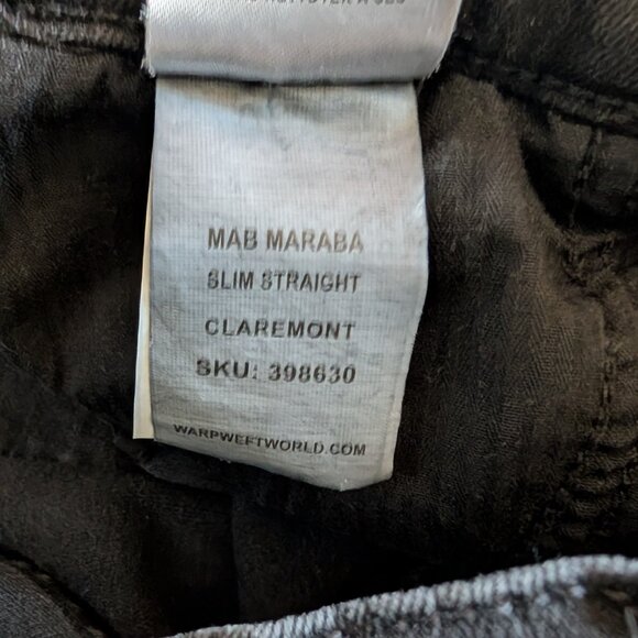 Warp + Weft MAB Slim Straight Claremont Jeans Black Size 8/29 front hem slits - Picture 8 of 10